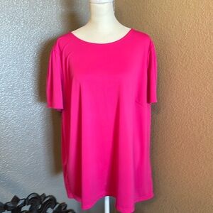 Size 2XL EUC women’s blouse hot pink, darted, ruffled sleeve